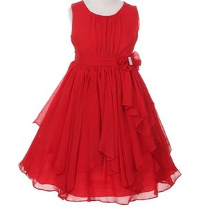 Little Girls Sleeveless Yoryu Chiffon Rhinestone Party Easter Flower Girl Dress